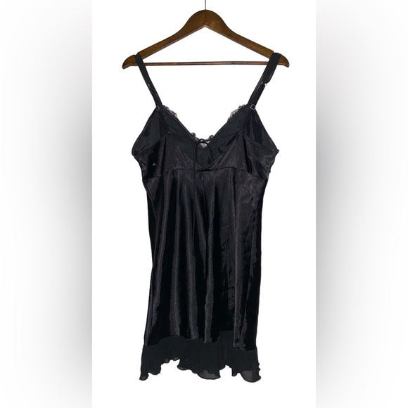 Linea Donatella Babydoll Satin Floral Slip Gown Fairy Goth Witchy Women M Y2K - Picture 6 of 8